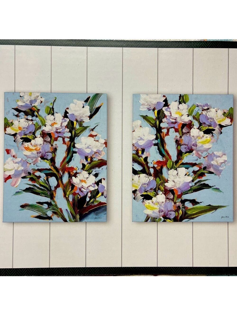 Set of 2 16" x 20" Decorative Wall Art Canvases Blue - Picture 2 of 3